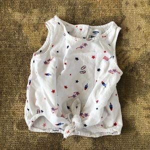 Old navy 3T linen patriotic sleeveless tie shirt